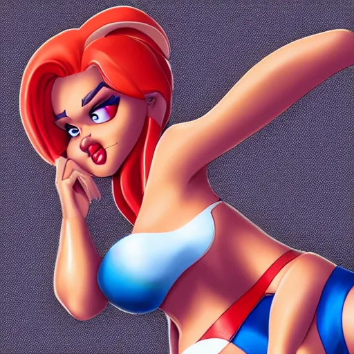 Prompt: Jessica Rabbit cosplaying as Lola Bunny, by artgerm, deviantart