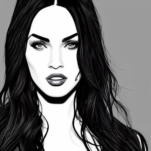 Image similar to megan fox portrait by arunas kacinskas, sketch, pencils, inl, minimalistic, procreate, digital illustration, vector illustration