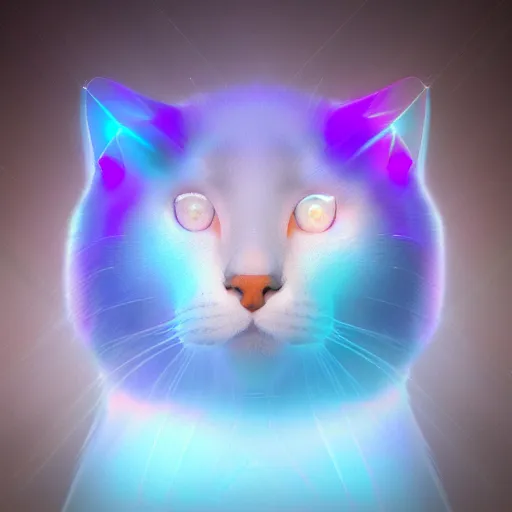 Prompt: opalescent crystal cat, magical, hyperrealistic, octane render