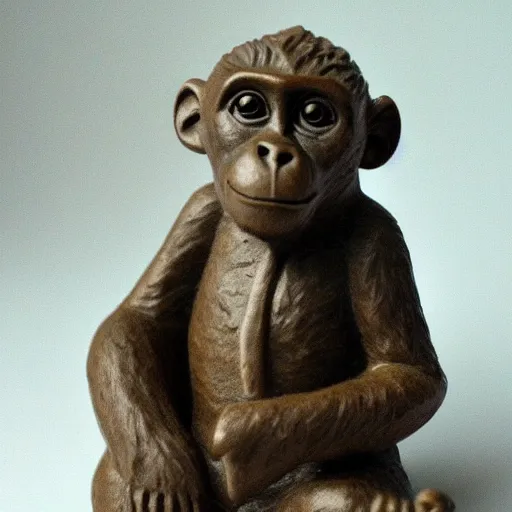 Prompt: a small monkey statue made of butter