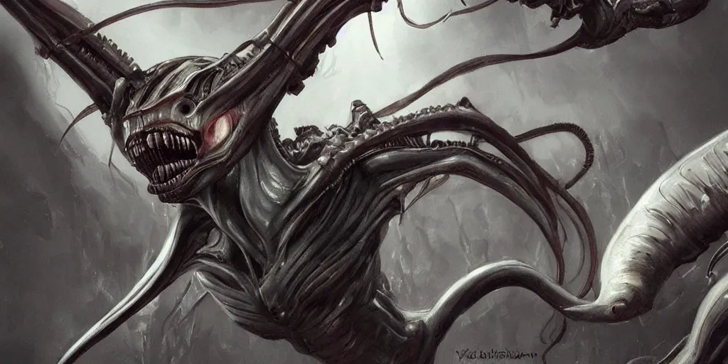 Image similar to previously unseen xenomorph, concept art, character concept, Alien,