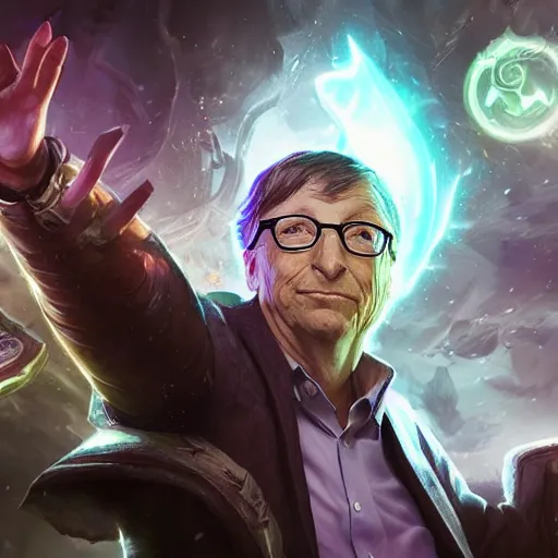 Prompt: portrait of bill gates as a spellcaster, league of legends amazing splashscreen artwork, legends of runeterra, splash art, natural light, elegant, photorealistic facial features, intricate, fantasy, detailed face, atmospheric lighting, anamorphic lens flare, cinematic lighting, league of legends splash art, hd wallpaper, ultra high details by greg rutkowski