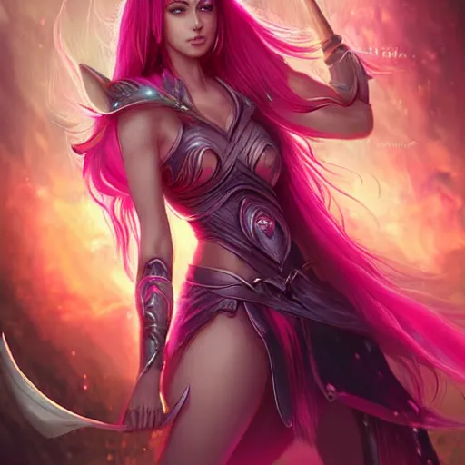 Image similar to a pink goddess mystic female warrior leader by ross tran digital artwork business leader