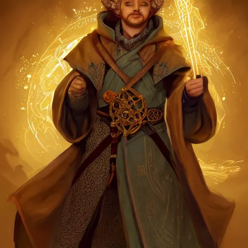 Prompt: a corgi mage, d & d character art, intricate robes, highly detailed digital illustration, mystical, beautiful, dynamic, glowing, runes, spells, magic, greg rutkowski, trending on artstation, 8 k