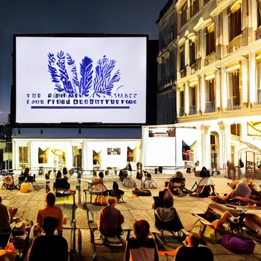 Image similar to the mq's film festival frameout shows films from predominantly domestic production on a summer outdoor cinema screen in the courtyard of the museumsquartier vienna