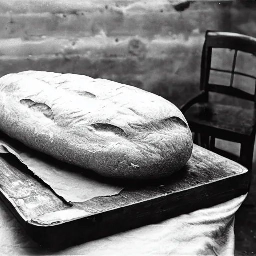 Image similar to biggest loaf of bread in history, old black and white photo