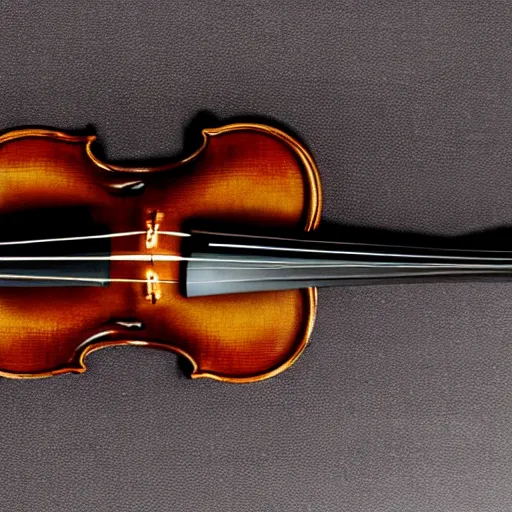 Prompt: A photo of a stradivari violin, studio lighting, top view