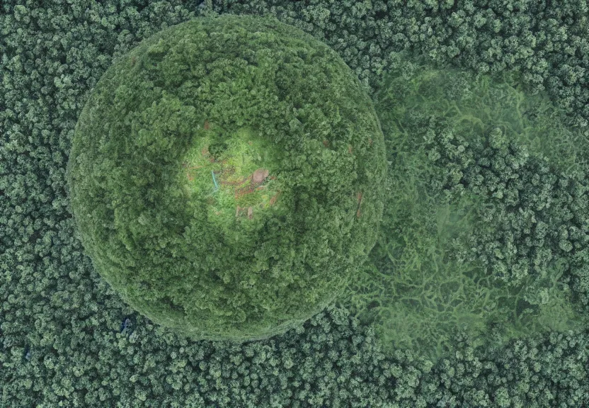 Prompt: overhead view of the earth with deforestation, pollution, climate change, global inequality, loss of biodiversity, octane render, future