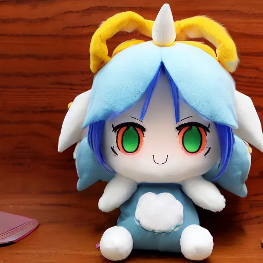 Prompt: cute fumo plush of a girl who controls the weather, thunder goddess, weather simulation, vray