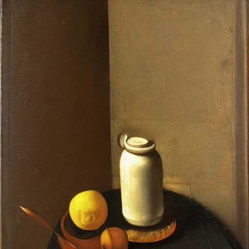 Prompt: iphone dropped in toilet, classic oil painting, oil on canvas, still life, aged, francisco de zurbaran, caravaggio, clara peeters, gerrit dou