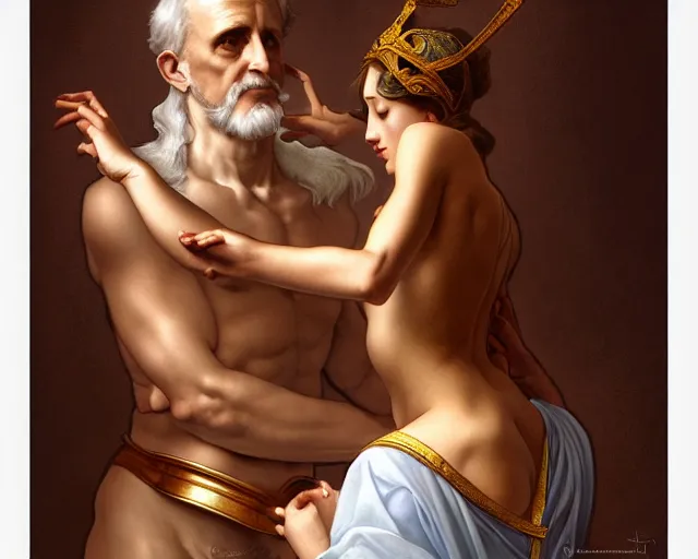 Prompt: photography of libidonous pope with a sensual woman in sistine chapel, deep focus,, intricate, elegant, highly detailed, digital painting, artstation, concept art, matte, sharp focus, illustration, art by artgerm and greg rutkowski and alphonse mucha