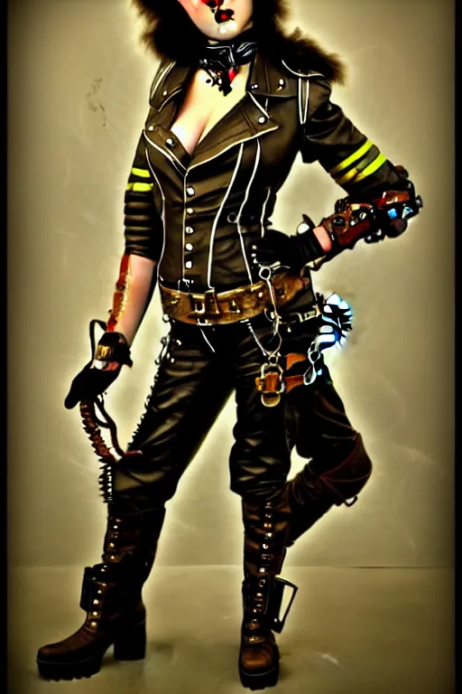 Image similar to steampunk biker girl by karl kopinski