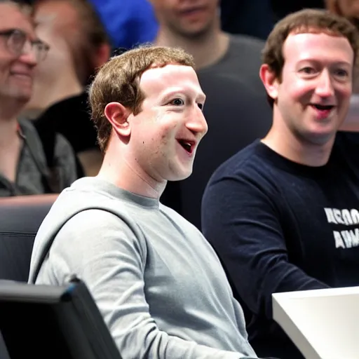 Image similar to Mark Zuckerberg enjoying gabe newell\'s company