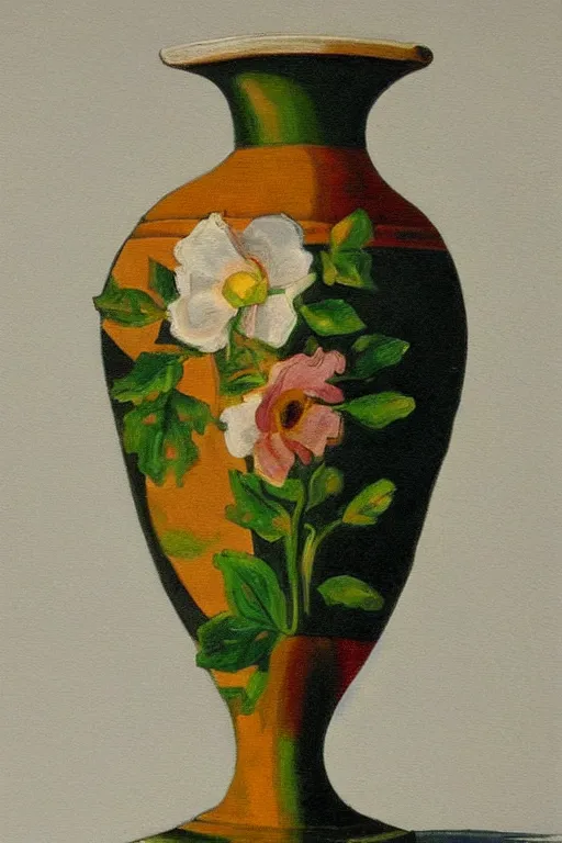 Prompt: painting of a vase in the style of maria m. c.