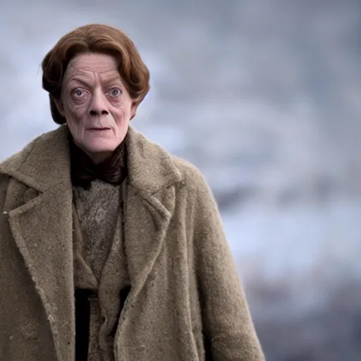 Prompt: Maggie Smith playing Daniel Plainview in There Will Be Blood