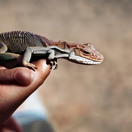 Image similar to small lizard sitting on a human hand