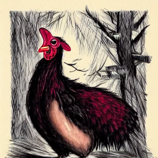 Prompt: vampiric gothic chicken