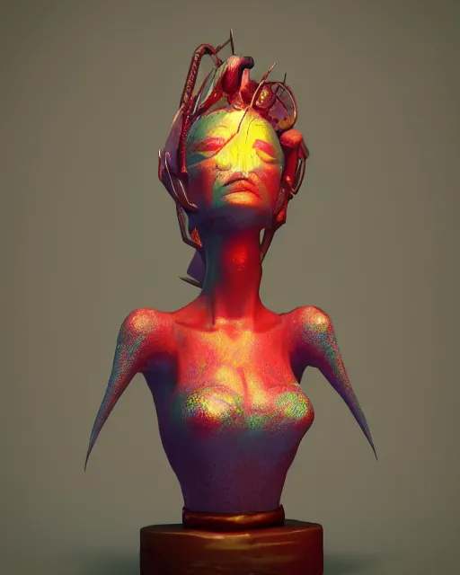 Prompt: a sculpture of mage 3 d c 4 d studio lighting, octane redner brilliantly coloured, trending on artstation, hdr, polished