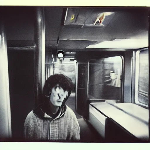 Image similar to polaroid 1979 Toronto subway