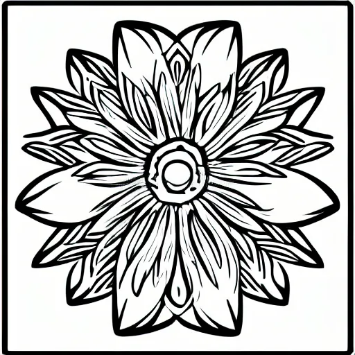 Prompt: Icon of a flower, line art, vector illustration, golden ratio