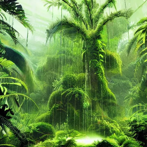 Image similar to a technological rainforest,