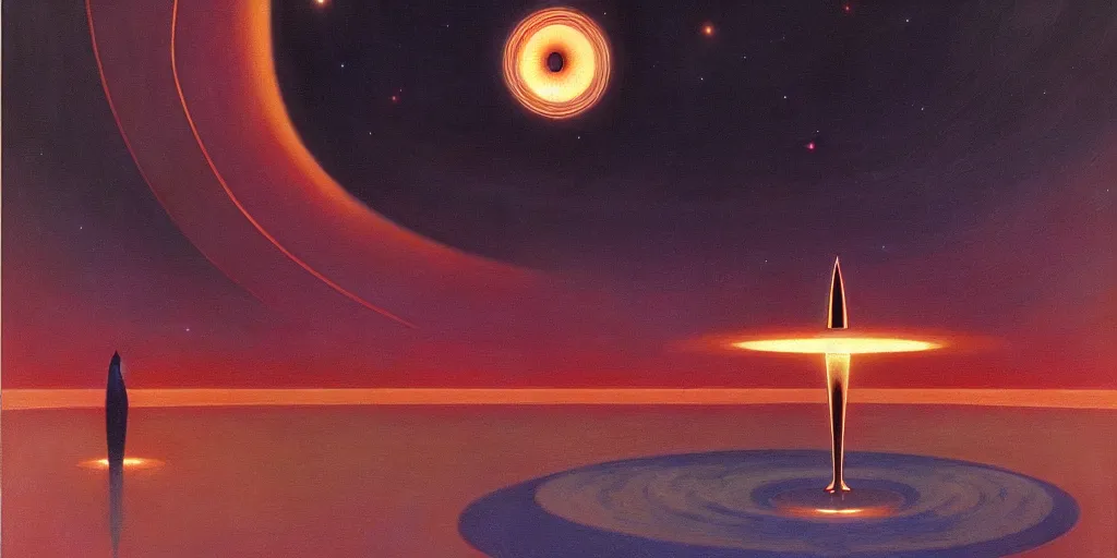 Prompt: black hole, art deco, moebius, cinematic lighting, beautiful, elegant, oil painting,