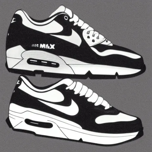 Image similar to retro futuristic Nike Air Max sneakers by syd mead