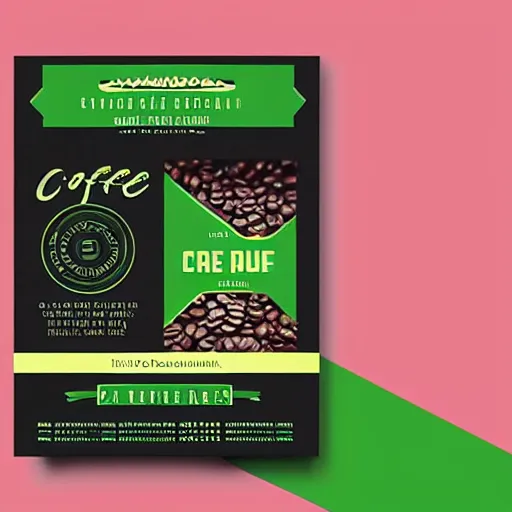 Image similar to square shaped flyer design for a coffee bean roasting company, layout design, black and green colour palette, template layout