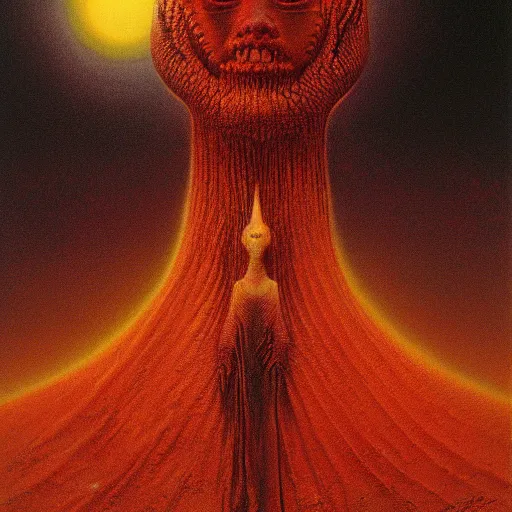 Prompt: The queen of the sun by Zdzislaw Beksinski and H.R. Giger, oil on canvas, 8k highly professionally detailed, trending on artstation