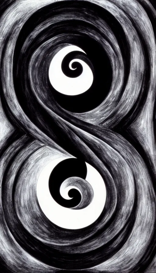 Image similar to Abstract representation of ying Yang concept, by HR Giger