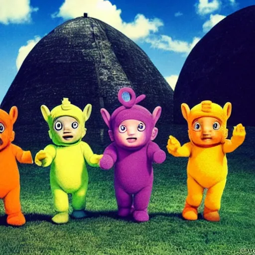 Prompt: teletubbies, got style, creepy, odd, weird, weird, weird, photo