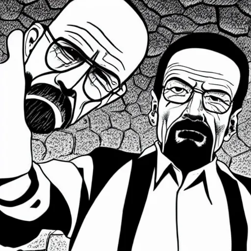 Prompt: walter white breaking bad manga, artist junji ito