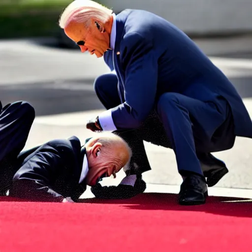 Image similar to joe biden falling off his wheelchair faceplanting on the ground, award winning photo