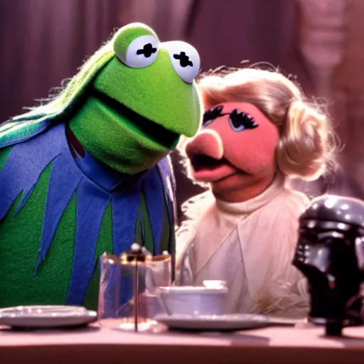 Prompt: photo movie still of the Muppets in star wars, by Jim Henson, 8k