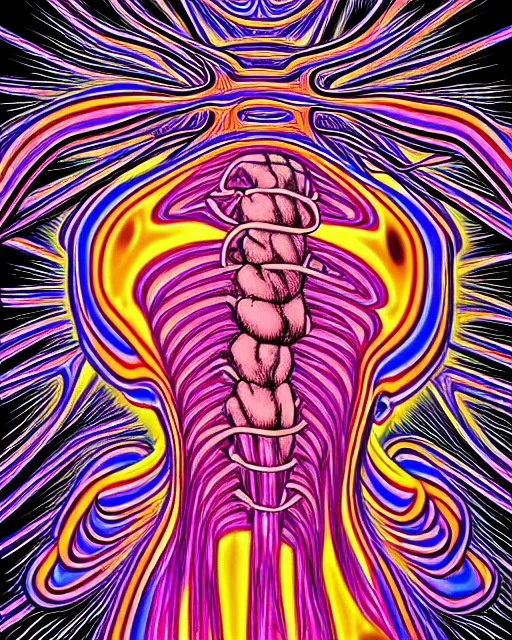 Image similar to human body breaking away, conjuring psychedelic background, part by shintaro kago, part by alex gray, ultra realistic, highly detailed, 8 k, trending on artstation, fractalism, symmetry