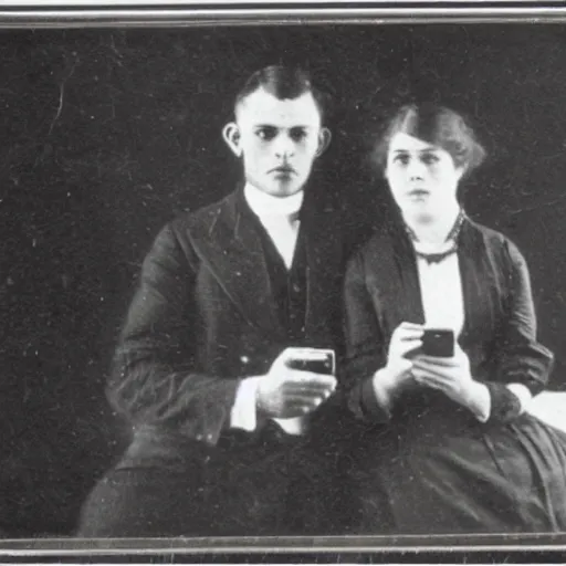 Image similar to an early 1900s photo of an iphone