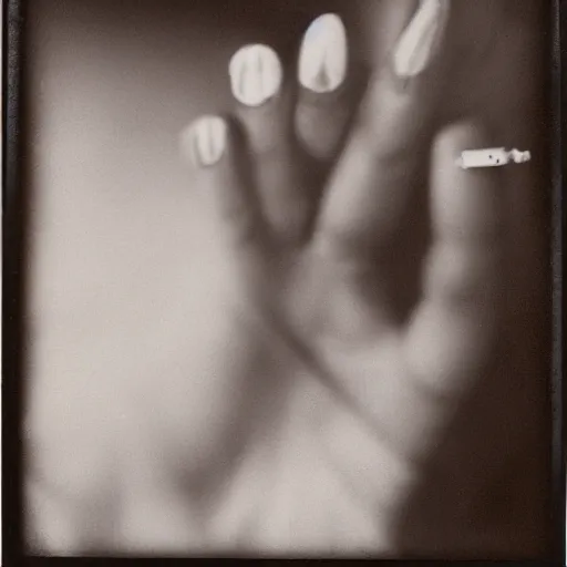 Image similar to a photo of woman hand with a cigarette, polaroid,