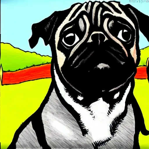 Prompt: pug cartoon