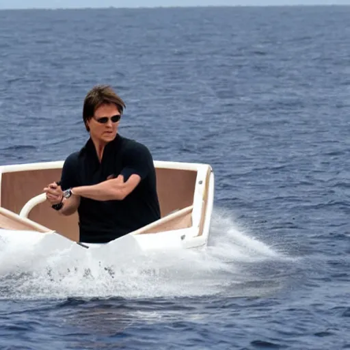 Image similar to tom cruise driving a boat