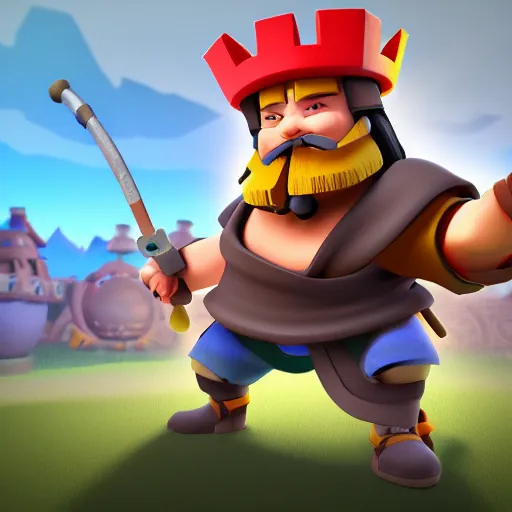 Prompt: a video game cartoon mongol warrior, clash royale concept artwork, 3d concept