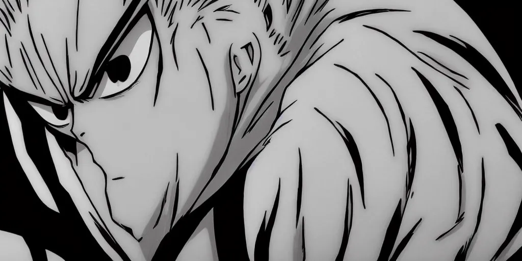 Prompt: a photo of the side of anime one punch man face close up, anime,