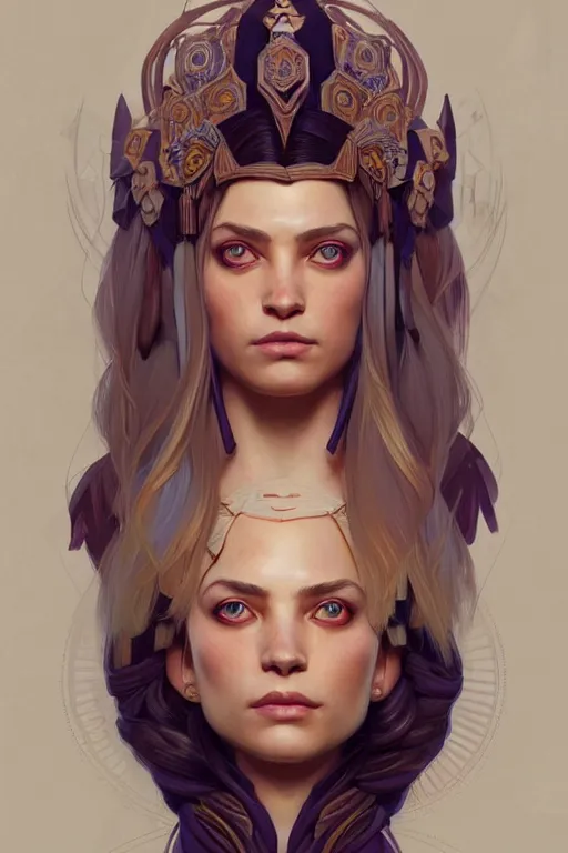 Image similar to symmetry!! intense fanart of 3 / 4 front pose of eloise webb as tapati, protagonist, intricate, elegant, highly detailed, my rendition, digital painting, artstation, concept art, perfect, smooth, sharp focus, illustration, art by artgerm, kilian eng, greg rutkowski and alphonse mucha