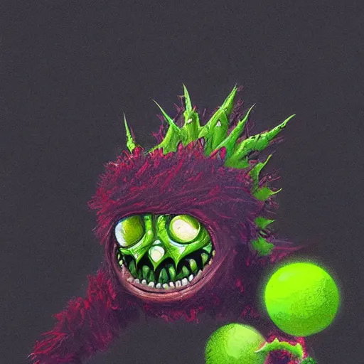 Image similar to a tennis ball monster, digital art, fantasy, magic, trending on artstation, ultra detailed, professional illustration by Basil Gogos