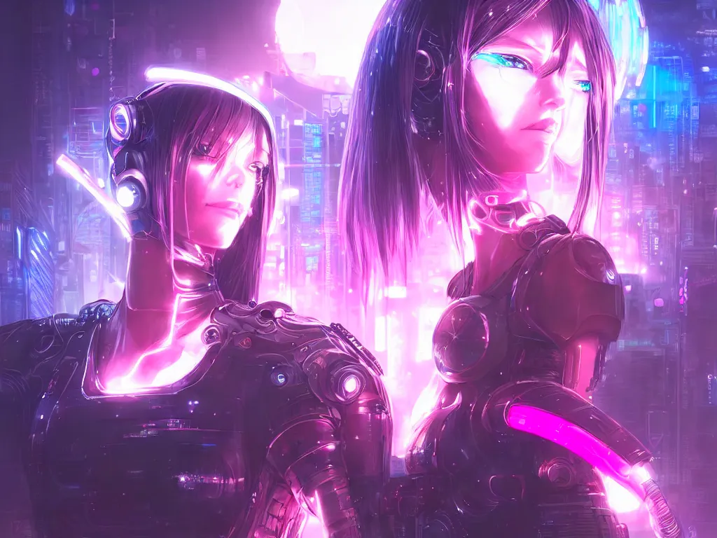 Image similar to portrait anime visual futuristic female cyber warrior, on cyberpunk neon light tokyo rooftop, ssci - fi and fantasy, intricate and very beautiful, concept art, smooth, illustration, art by rossdraws and luxearte and liya nikorov and taekwon kim / a - rang and rongzhen luo