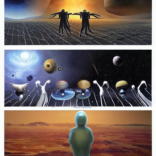 Image similar to “ humans meeting aliens for the first time, first contact, space, planets, ultra detailed ”