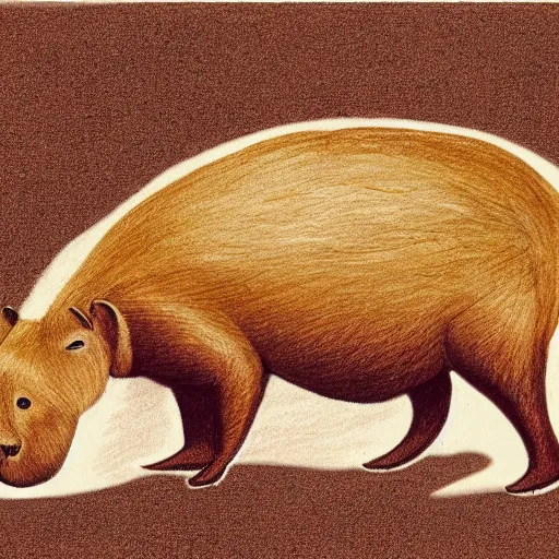 Image similar to capybara, scientific diagram, drawing