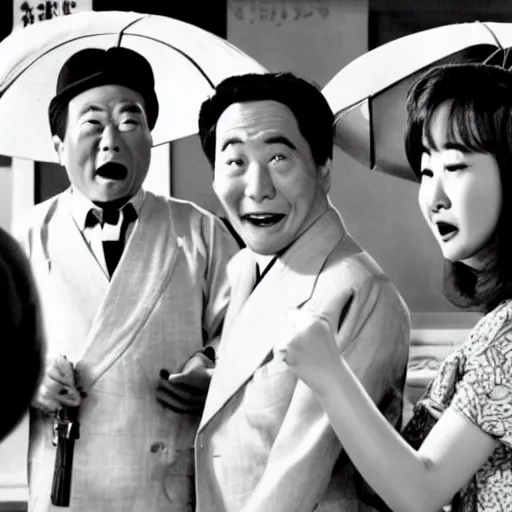 Prompt: comedy movie still from 2 0 2 1 by hisaji hara