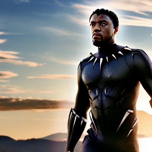 Image similar to cinematic still of kirk lazarus as black panther