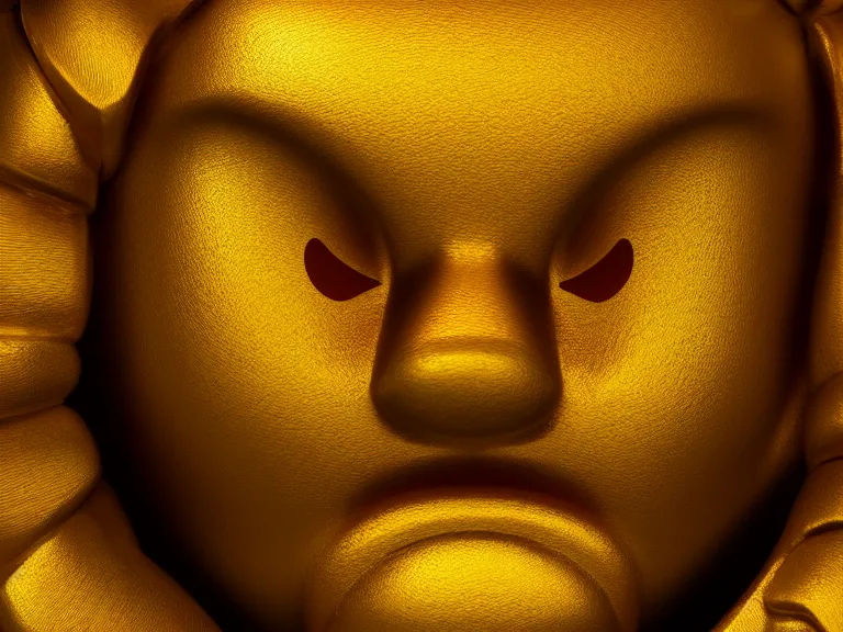 Image similar to portrait of sad golden emoji, trending on artstation, octane render, insanely detailed, 8 k, hd