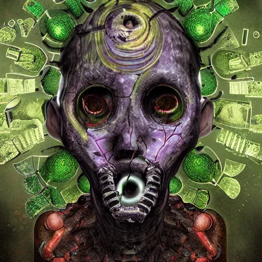 Image similar to an evolved human with new organs to thrive in a polluted environment, award winning digital art by philip hood